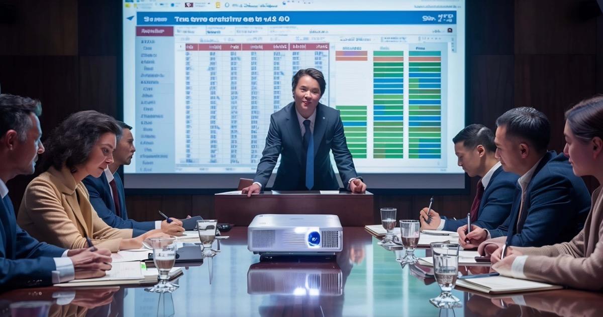 FMCG business team reviewing data insights in a meeting